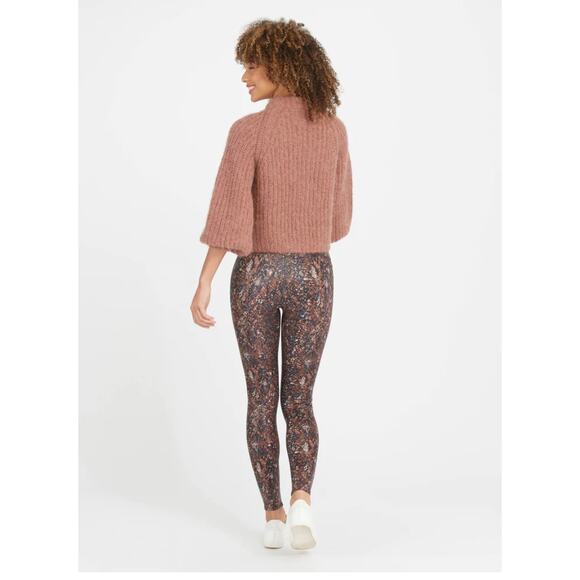 SPANX NWT Faux Leather Snake Shine Legging in Mocha Snake // XS - Picture 5 of 14